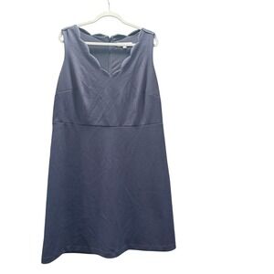 Loft Plus Navy Blue Scalloped Neckline Sleeveless Shift Dress Womens Size 16